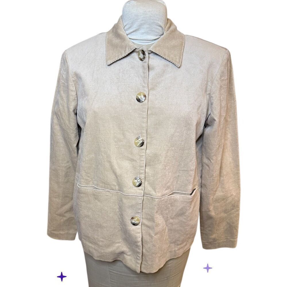 Blair Corduroy Button Front Jacket Tan Sz. 10P Unlined Lightweight Packable